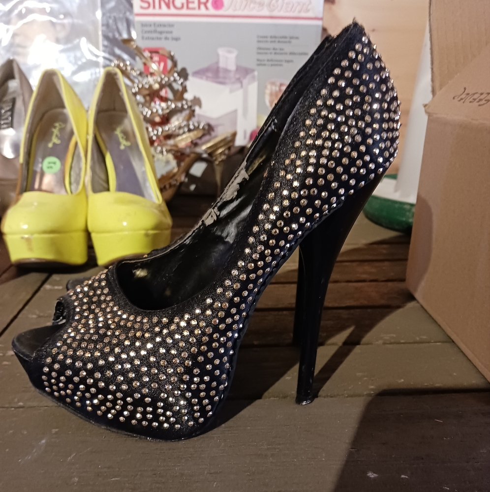 Elegant Black Studded Heels